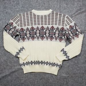 Vintage Rob Winter Sweater Womens Medium Nordic Fair Isle Cable Knit Fisherman
